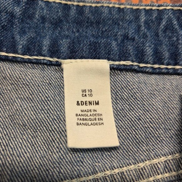 H&M &Denim Size 10 Medium Wash Denim Blue Button Jean Mini Skirt - Picture 6 of 11